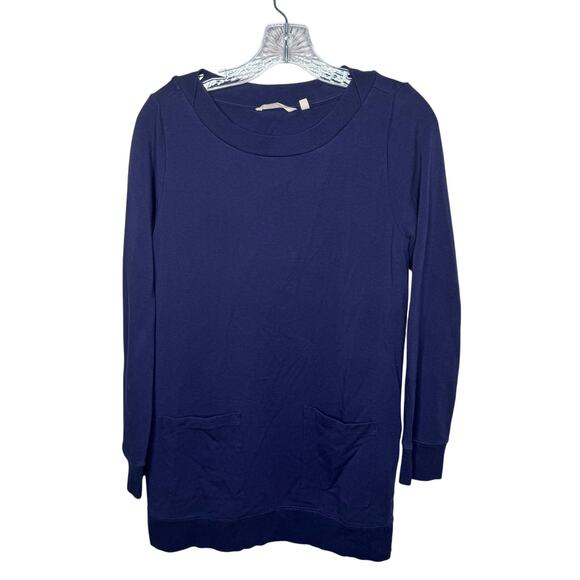 Soft Surroundings Blue Tunic Top Women’s S Long Sleeve Pockets Grommet Detail - Picture 1 of 9